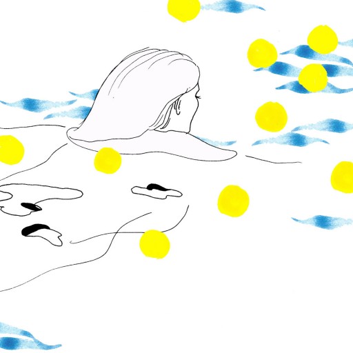 Piscine. Trait et aquarelle.