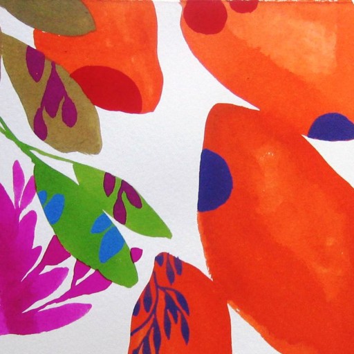 Fleurs oranges. Gouache.